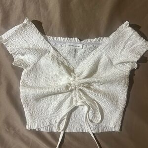 Elegant White Ruched Blouse